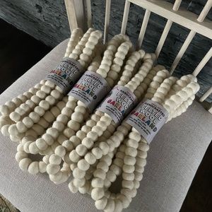 Trader Joe’s Felted Wool Garlands *All 4 Shown Included* 9’ Ivory Off White NEW